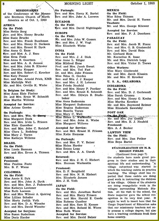 Mennonite Brethren Missionaries