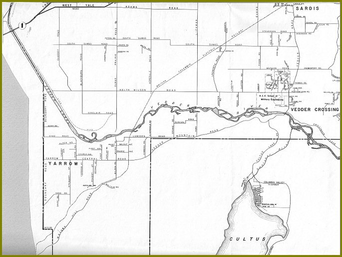Yarrow from 1963 Map of Chilliwack / Chilliwhack Municipality
